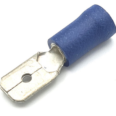 B&Q -  100 X Blue 1.5-2.5mm2 Pre-Insulated Male Push-On Crimp Tab Terminals