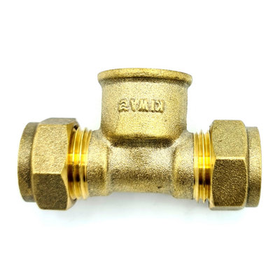 Conex 15mm X G1/2 Female X 15mm Tee Adaptor Brass Compression Fittings Connector from B&Q