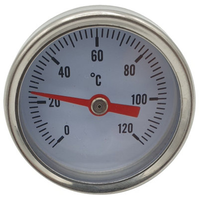 GOSHE 1/4 Inch Rear Entry 0-120C Thermometer Temperature Gauge 40mm Front Dial from B&Q