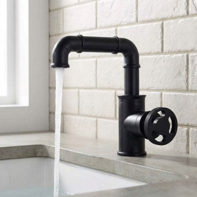 Pepte Industrial Style Black Basin Bathroom Sink Mixer Tap Deck Mounted from B&Q