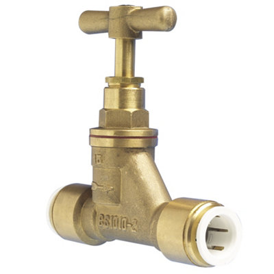 JG Speedfit John Guest Speedfit Brass Stop Valve 15mm (15Bsc) from B&Q