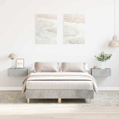Berkfield Grey Bed Frame No Mattress Concrete 135X190 Cm Double Engineered Wood
