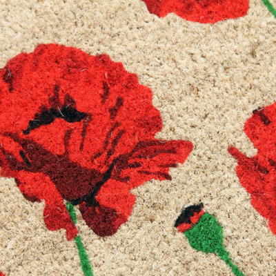 Coco & Coir Coco&coir Door Mat Eco-Friendly Indoor Outdoor Heavy Duty Flower Themed Entrance Door Mat 45 X 75 Cm Eternal Poppy from B&Q