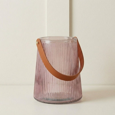 Garden Greatness Amethyst Ribbed Home Glass Lantern from B&Q