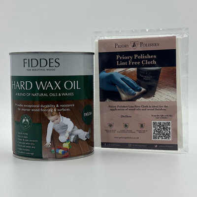 Priory Polishes Fiddes Hard Wax Oil, English 1L + Free Priory Free Cloth
