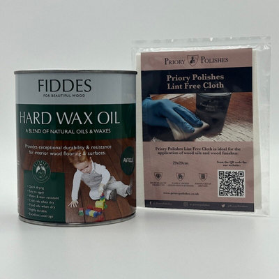 Priory Polishes Fiddes Hard Wax Oil, Antique 1L + Free Priory Free Cloth