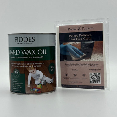 Priory Polishes Dark Fiddes Hard Wax Oil, Oak + Free Priory Free Cloth 1L