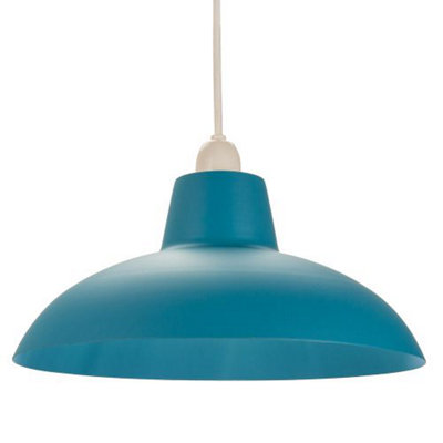 Happy Homewares Light Industrial Retro Designed Matt Teal Curved Metal Ceiling Pendant Shade 13Cm