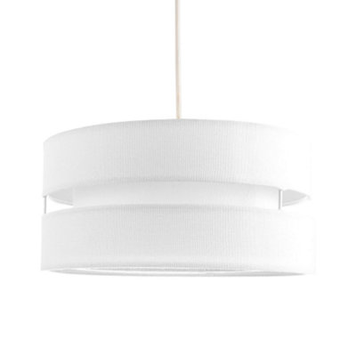 Happy Homewares White/Light Contemporary Quality Linen Fabric Triple Tier Ceiling Pendant Shade 13Cm