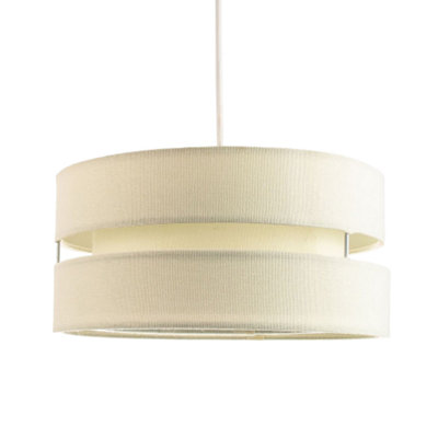 Happy Homewares Cream/Light Contemporary Quality Linen Fabric Triple Tier Ceiling Pendant Shade 13Cm