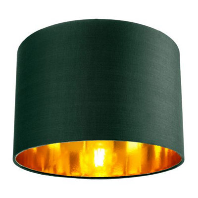 Happy Homewares Contemporary Cotton 12 Table/Pendant Lamp Shade With Shiny Copper Inner Green