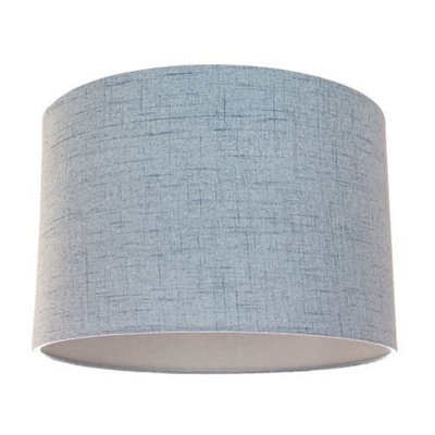 Happy Homewares Blue Contemporary And Sleek Textured Linen Fabric Drum Lamp Shade 60W Maximum 20Cm