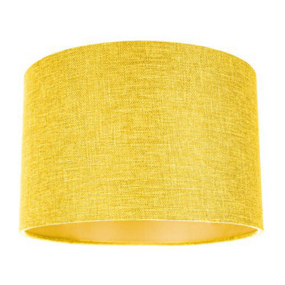 Happy Homewares Yellow Contemporary And Sleek Plain Linen Fabric Drum Lamp Shade 60W Maximum 20Cm