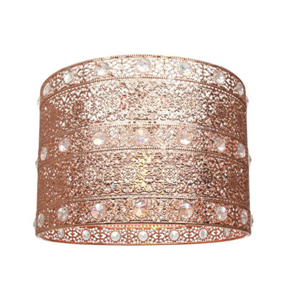 Happy Homewares Polished Copper Acrylic Gem Moroccan Style Chandelier Pendant Shade Light