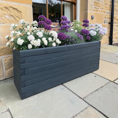 B&Q -  Somerset Wooden Garden Planter Trough Plant Pot BoxUrban Slate 180X40X60 Cm (Lxdxh)