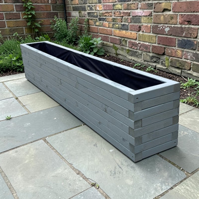 B&Q -  Somerset Wooden Garden Planter Trough Plant Pot BoxWild Thyme 210X40X60 Cm (Lxdxh)