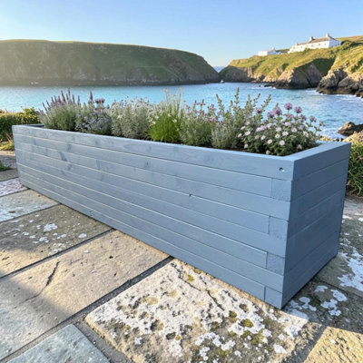 B&Q -  Somerset Wooden Garden Planter Trough Plant Pot BoxCoastal Blue 200X30X30 Cm (Lxdxh)