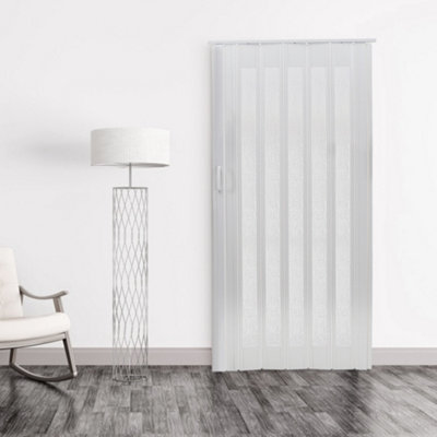 Living And Home White Folding Pvc Magnetic Accordion Door Internal Sliding Door Panel Divider 81Cm W X 203Cm H