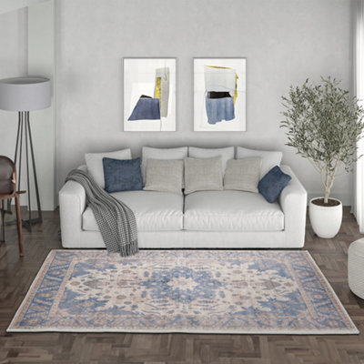 Living And Home Rectangle Vintage Non Slip Floral Area Rugs Soft Decorative Carpet 100Cm (W) X 180Cm (L) from B&Q