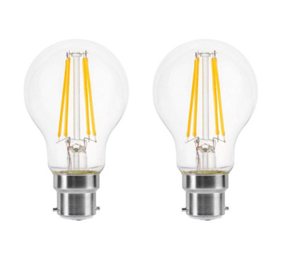 B&Q -  150W Equivalent Led Traditional Looking Filament Light Bulb A60 Gls B22 Bayonet 10.5W LedWarm WhitePack Of 2