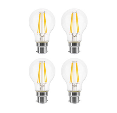 B&Q -  150W Equivalent Led Traditional Looking Filament Light Bulb A60 Gls B22 Bayonet 10.5W LedWarm WhitePack Of 4