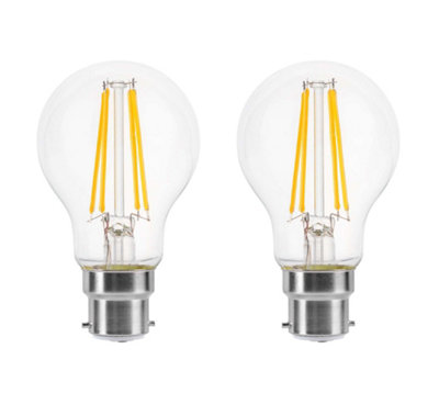 B&Q -  100W Equivalent Led Traditional Looking Filament Light Bulb A60 Gls B22 Bayonet 6.6W LedWarm WhitePack Of 2