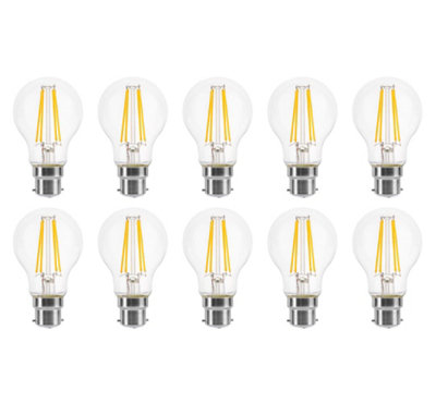 B&Q -  100W Equivalent Led Traditional Looking Filament Light Bulb A60 Gls B22 Bayonet 6.6W LedWarm WhitePack Of 10