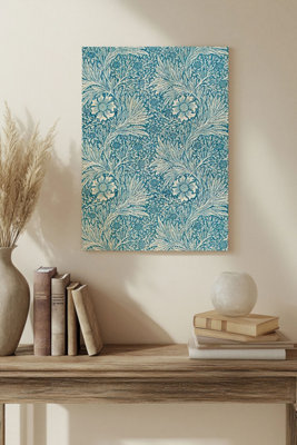 B&Q -  Blue Florals Print Plywood Wall Art