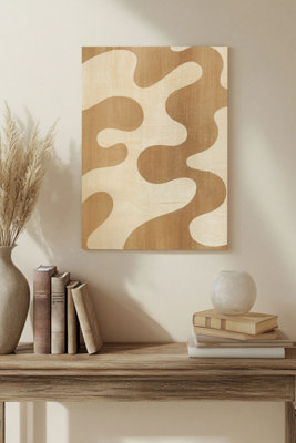 B&Q -  Sienna Ripples Ii Wood Art Print Plywood Wall Art