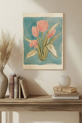 B&Q -  Tulip Watercolor Sketch Ii Wood Art Print Plywood Wall Art