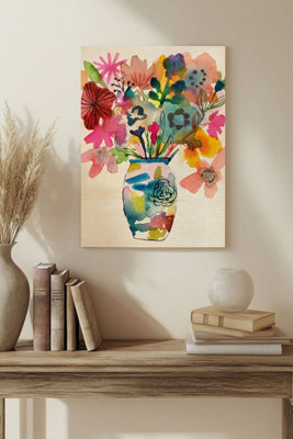 B&Q -  Linear Bouquet I Wood Art Print Plywood Wall Art