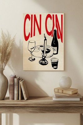 B&Q -  Cin Cin I Wood Art Print Plywood Wall Art