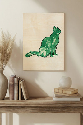 B&Q -  Cat Whimsy Ii Wood Art Print Plywood Wall Art
