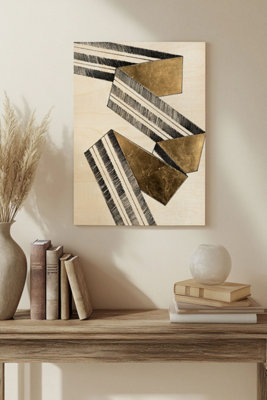 B&Q -  Striped Ribbon Ii Wood Art Print Plywood Wall Art