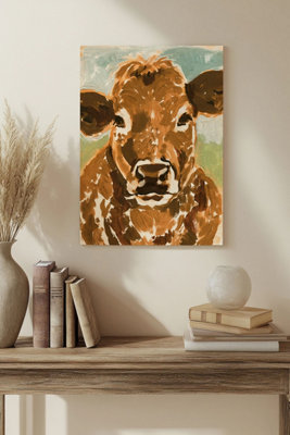B&Q -  Brown Cow Portrait Ii Wood Art Print Plywood Wall Art
