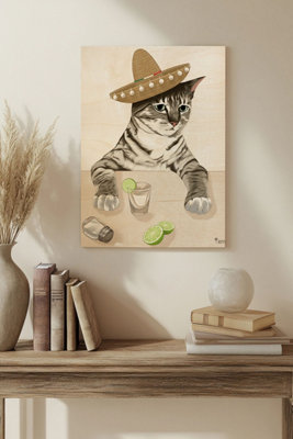B&Q -  Rascal Cat Vi Wood Art Print Plywood Wall Art