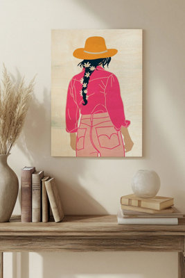 B&Q -  Cowgal Ii Wood Art Print Plywood Wall Art