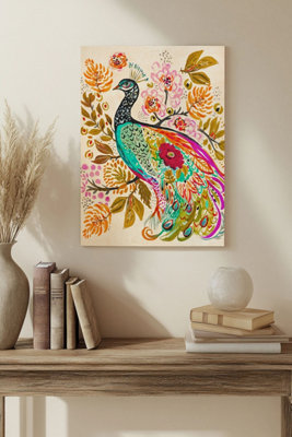 B&Q -  Sweet Peacock Wood Art Print Plywood Wall Art