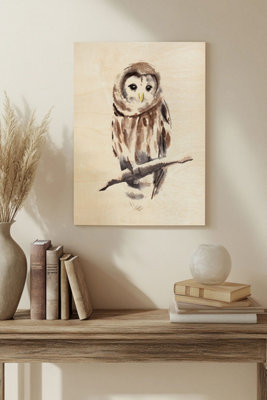 B&Q -  Barred Owl Impressions I Wood Art Print Plywood Wall Art