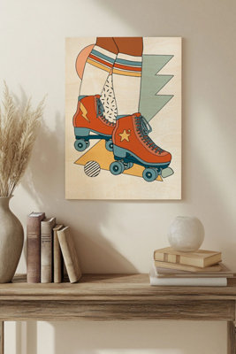 B&Q -  Let It Roll Collection B Wood Art Print Plywood Wall Art