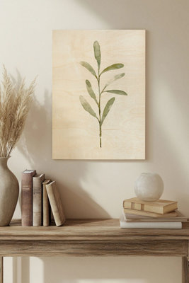 B&Q -  Olive Leaves Iii Wood Art Print Plywood Wall Art