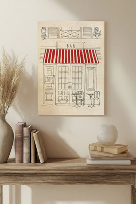 B&Q -  Striped Awning Iii Wood Art Print Plywood Wall Art