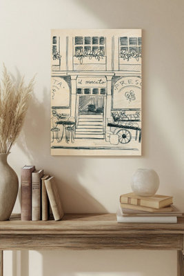 B&Q -  Italian Street Sketch Iv Wood Art Print Plywood Wall Art