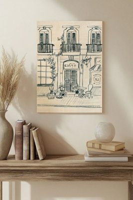 B&Q -  Italian Street Sketch Iii Wood Art Print Plywood Wall Art