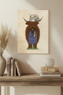 B&Q -  Highland Cow Chef Wood Art Print Plywood Wall Art