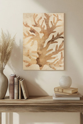 B&Q -  Parchment Coral Iii Wood Art Print Plywood Wall Art