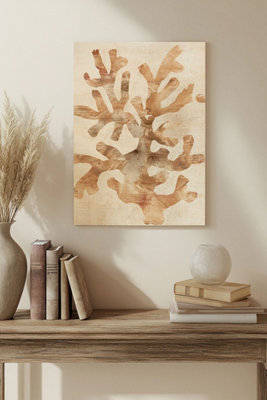 B&Q -  Parchment Coral I Wood Art Print Plywood Wall Art