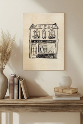 B&Q -  Shopfront Sketches I Wood Art Print Plywood Wall Art