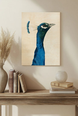 B&Q -  Peacock Portrait I Wood Art Print Plywood Wall Art