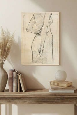B&Q -  Demure I Wood Art Print Plywood Wall Art